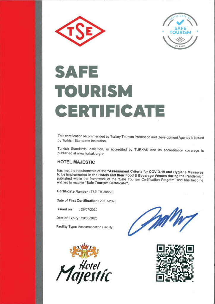 majestic hotel safe tourism certificate
